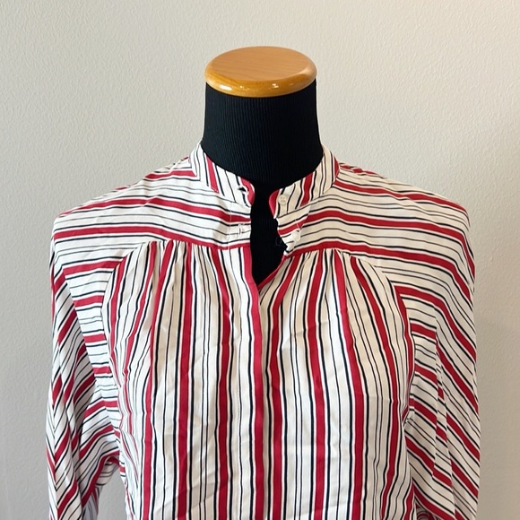 NWT Maje Coquille Ruched Striped Shirt - Picture 6 of 13